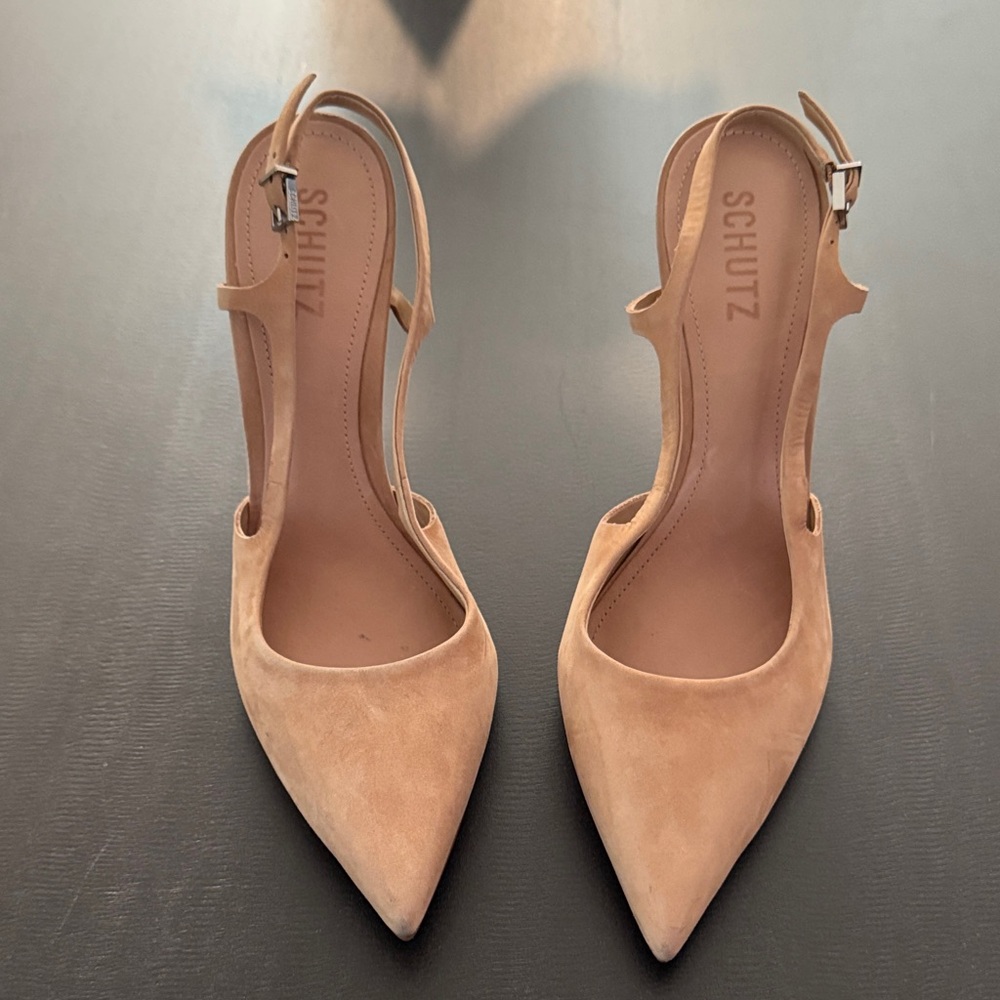 SCHUTZ Women's Beige Slingback Heels